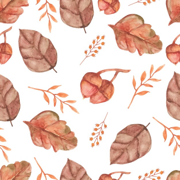 Pattern of autumn floral element watercolor painting