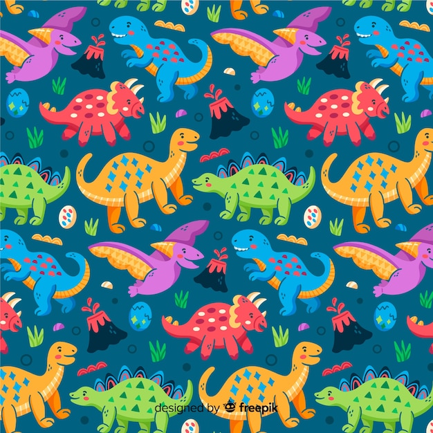 カラフルな恐竜のパターン背景