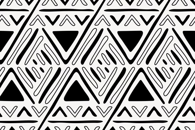 패턴 배경, 민족 원활한 아즈텍 디자인, 흑백 기하학적 스타일, 벡터