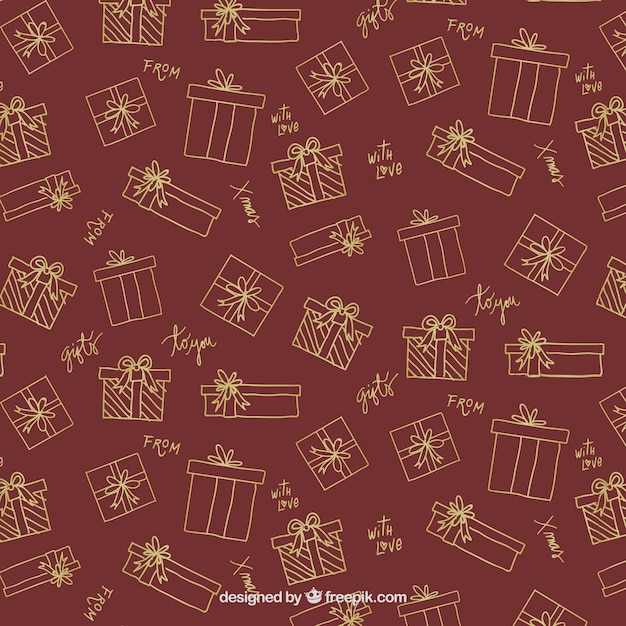 Free vector pattern of christmas gift sketches