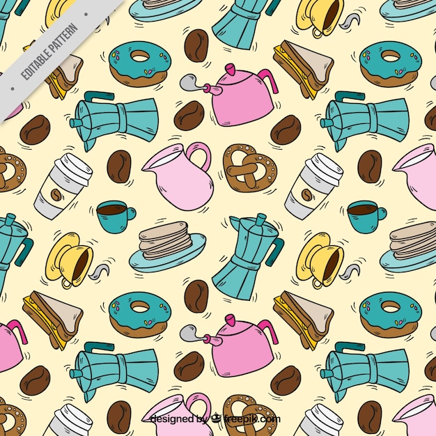 Free vector pattern of coffee and candy sketches