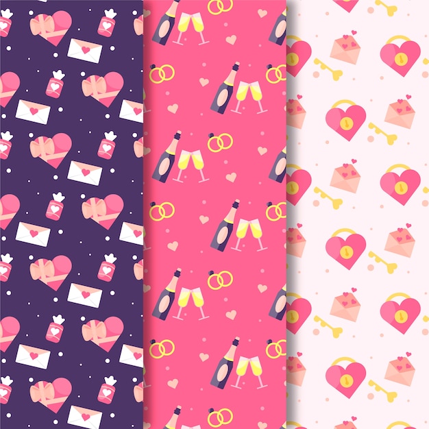 Collezione di pattern per san valentino