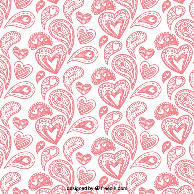 Free vector pattern of decorative hearts sketches