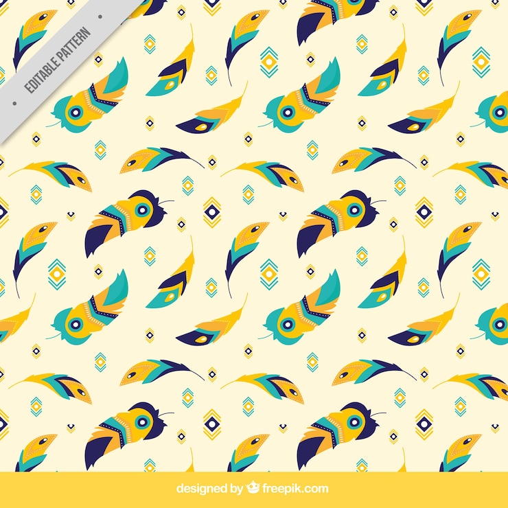 मुफ़्त वेक्टर pattern of feathers and boho elements