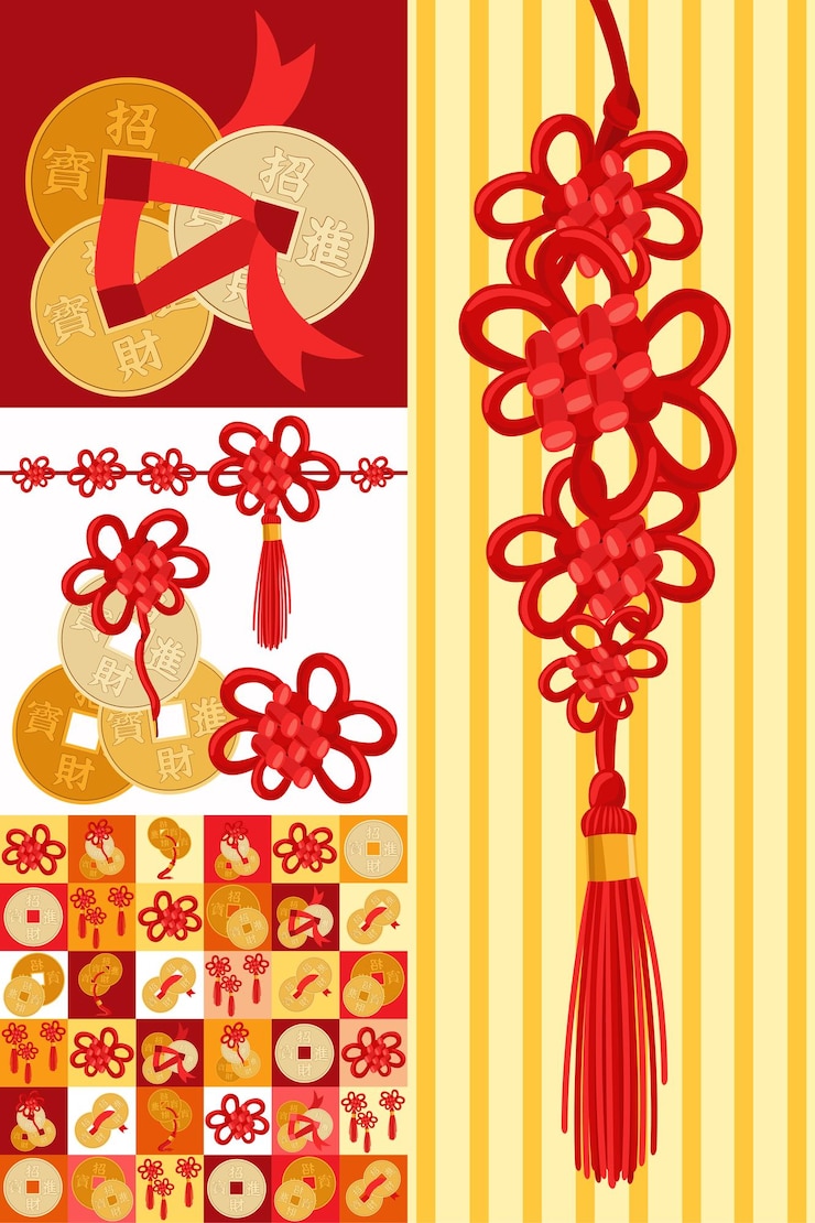Free Vector pattern feng shui with coins