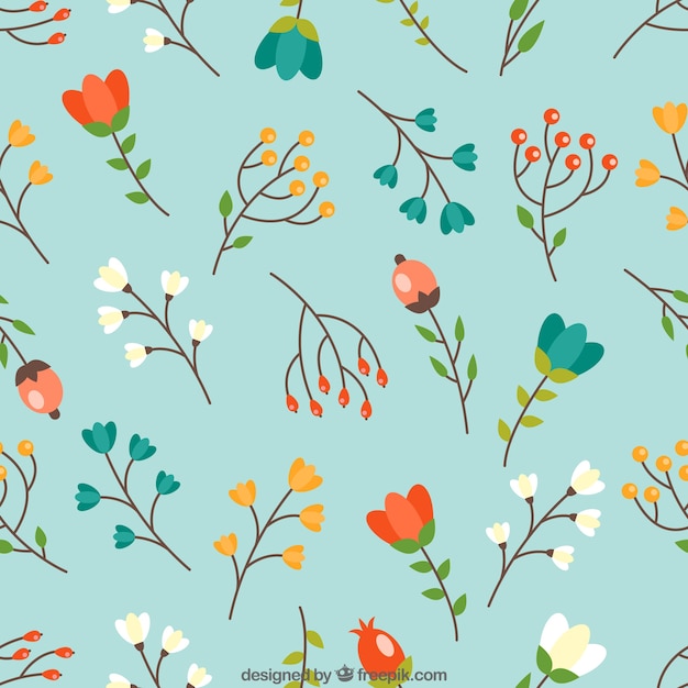 Pattern of flowers on a blue background