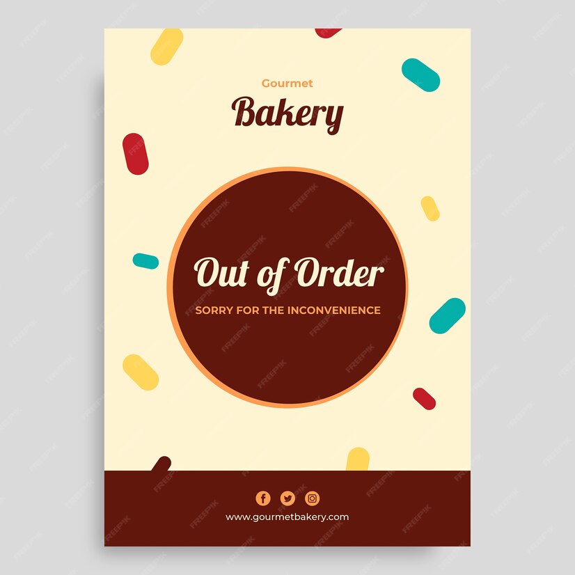 Free Vector Pattern gourmet bakery out of order sign