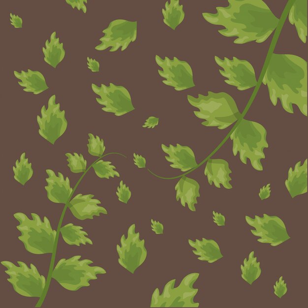 Pattern of green tropical leaves over brown