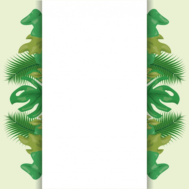 Vettore gratuito modello delle foglie tropicali verdi con spazio