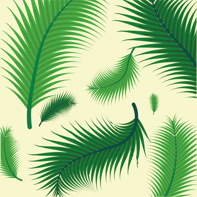 Free vector pattern of green tropical palm leaves