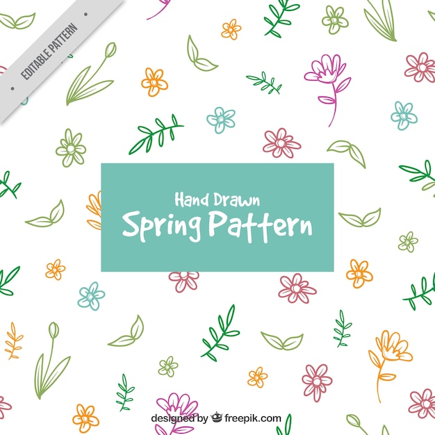 Free vector pattern of hand-drawn colored flowers