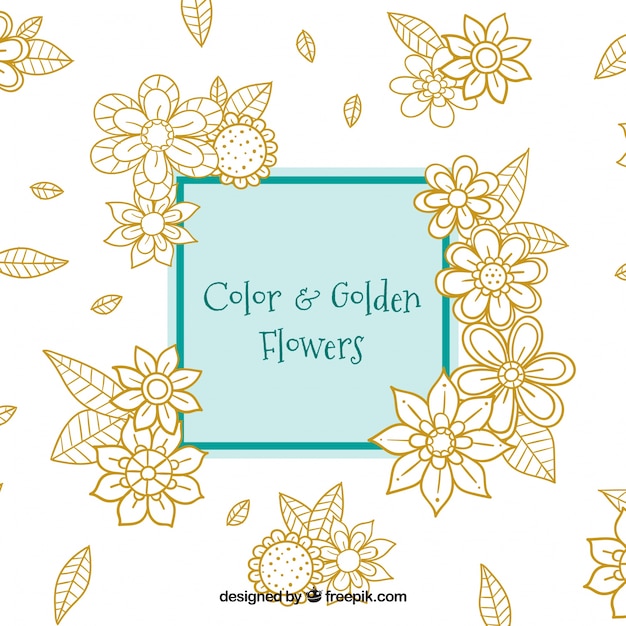 Free vector pattern of hand-drawn golden flowers