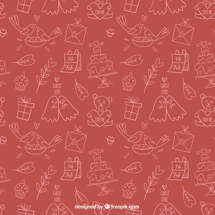 मुफ़्त वेक्टर pattern of hand drawn valentine elements