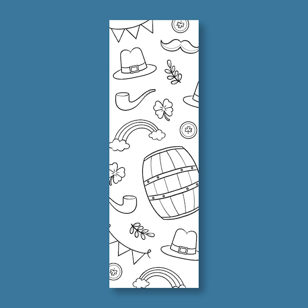 Pattern linear st. patrick's day to colour bookmark