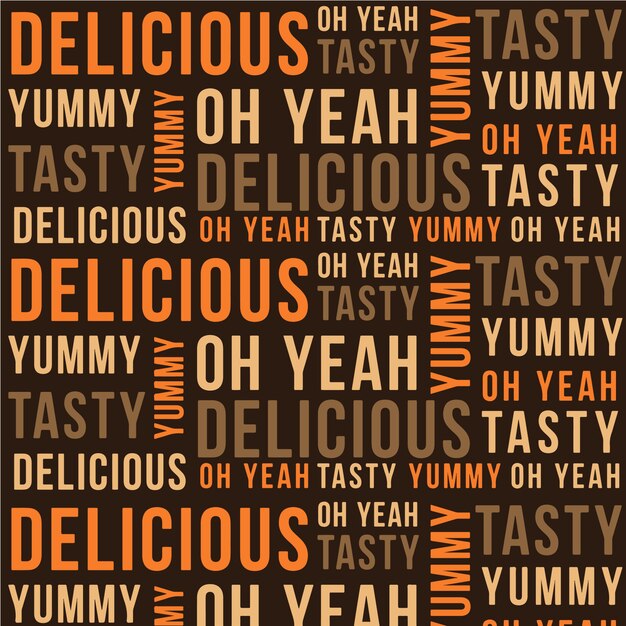 Pattern made of words about delicious food