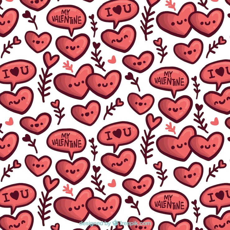 Free Vector pattern of nice hearts with message