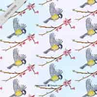 Бесплатное векторное изображение Структура птиц и акварельными ветвей