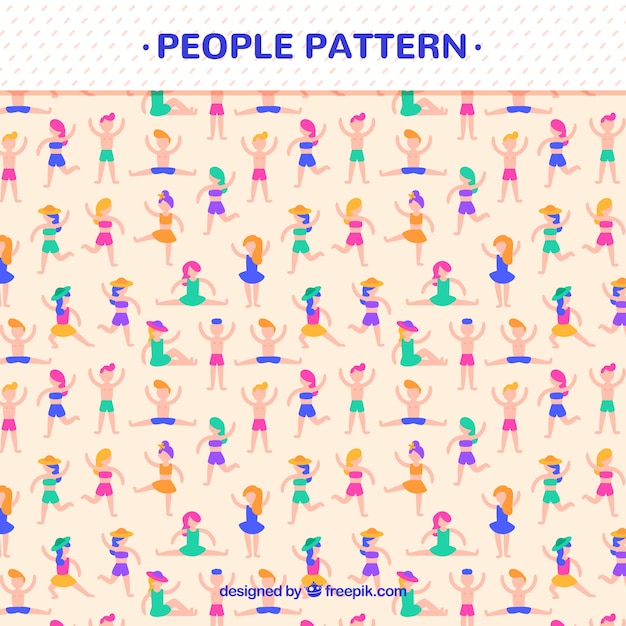 Pattern of people doing exercise with flat design