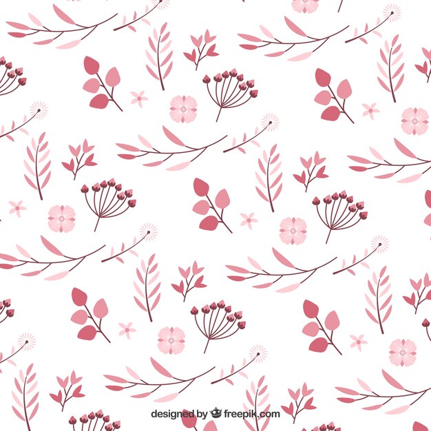 Pattern of pink flowers in flat design