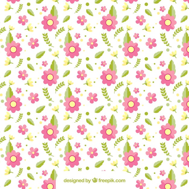 핑크 꽃과 나뭇잎의 패턴