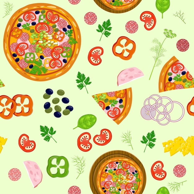 Pattern pizza and ingredients.