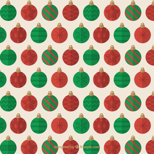 Pattern of red and green christmas balls 