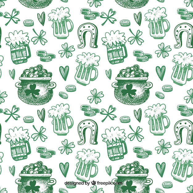 Free vector pattern of sketches of cauldron and beer