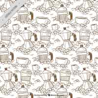 Free vector pattern sketches of coffee maker and other elements