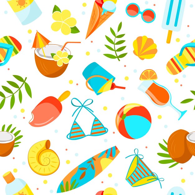 かわいい夏のキャラクターコレクション 無料のベクター