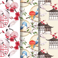 Pattern template with happy chinese new year concept design watercolor illustration