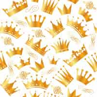 Free vector pattern of variety golden crowns