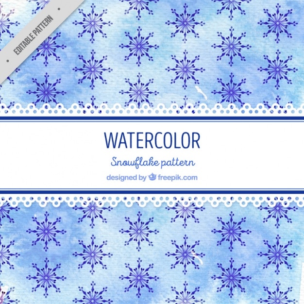 Pattern of watercolor blue snowflakes