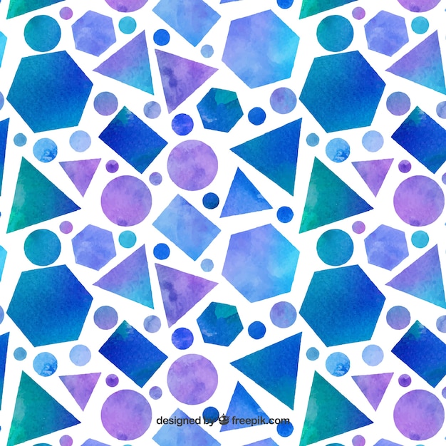 Pattern of watercolor polygons in blue tones