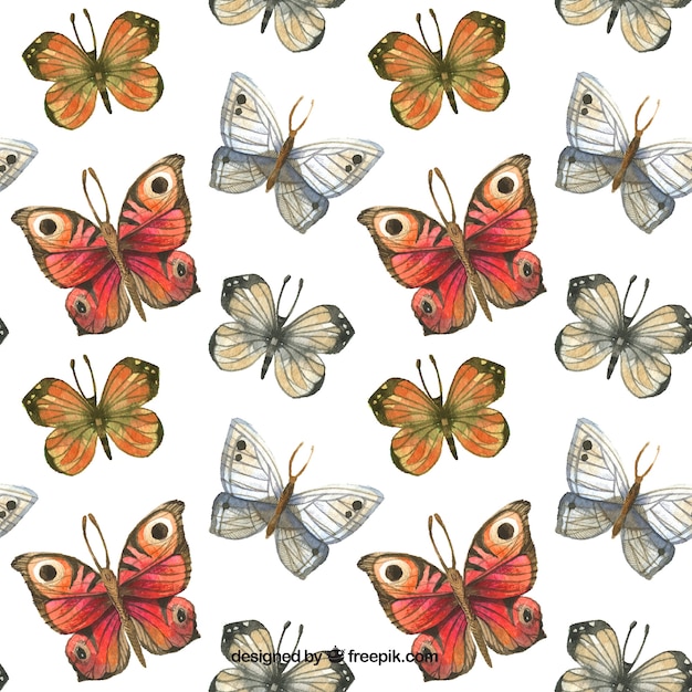 Free vector pattern of watercolor pretty butterflies