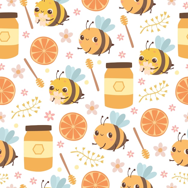 pattern with bees and honey