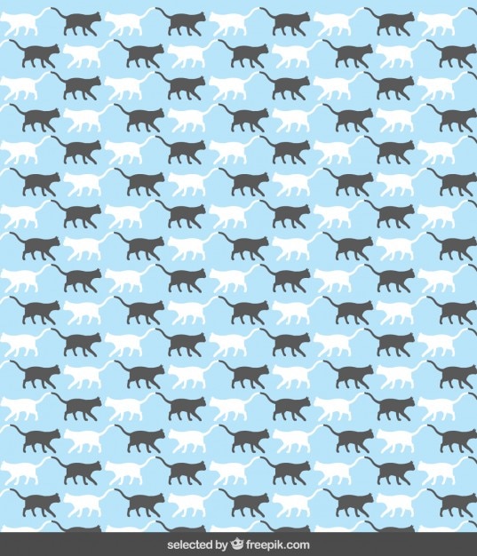 Free vector pattern with cat silhouettes