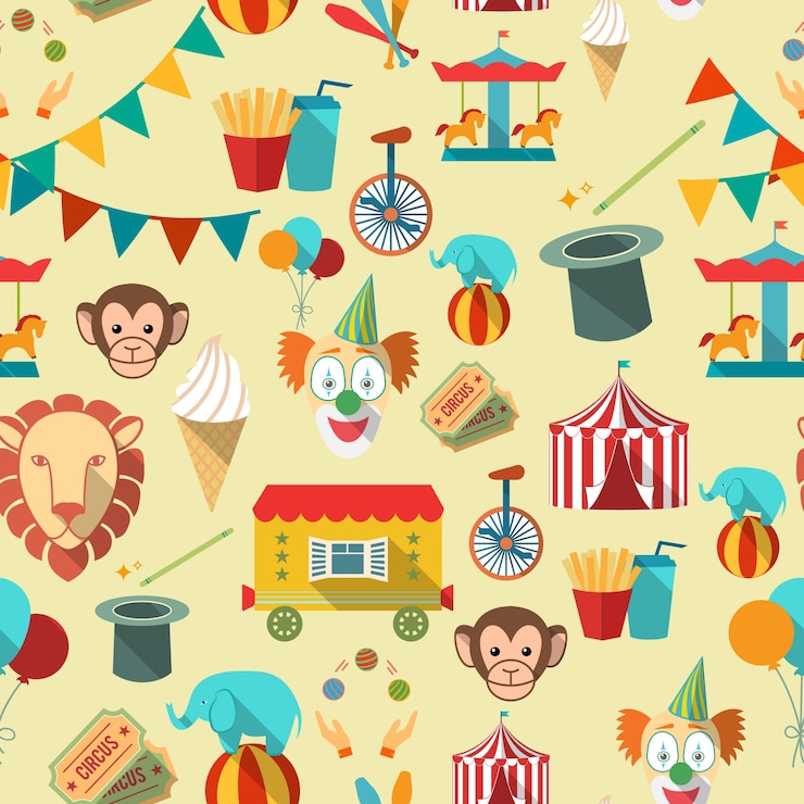 Free Vector pattern with circus elements