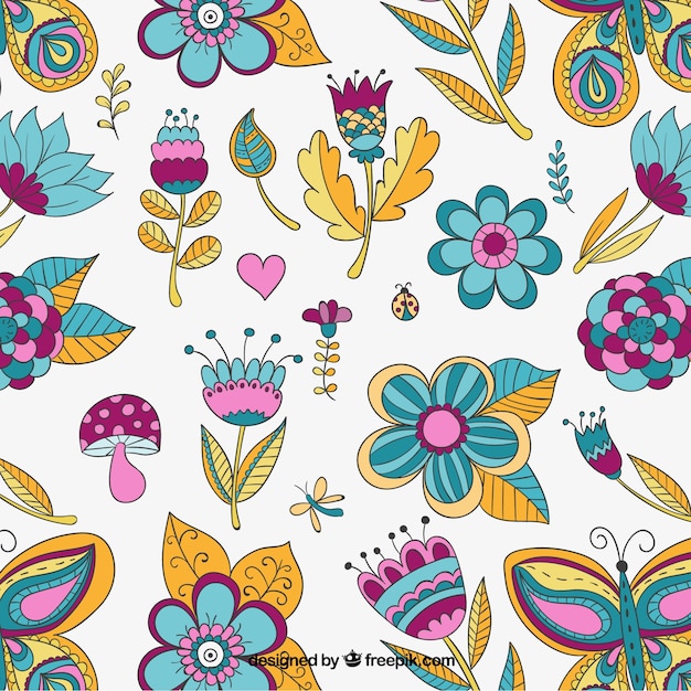 Pattern with colorful flowers