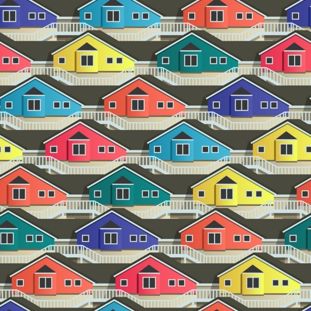Free vector pattern with colorful houses