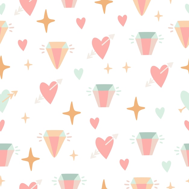 pattern with crystals and hearts