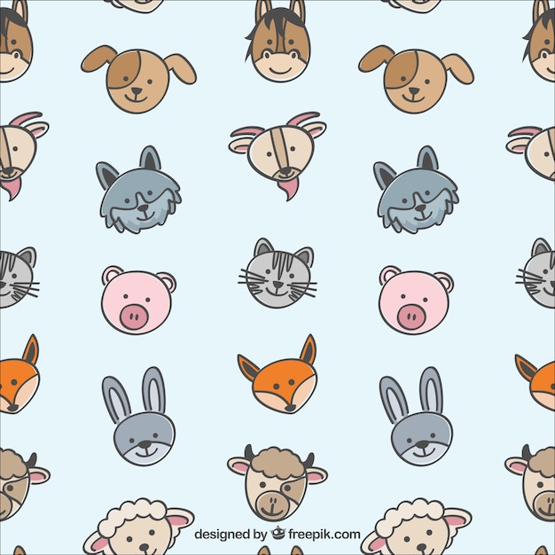 Vettore gratuito pattern con simpatici animali