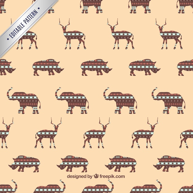 Free vector pattern with ethnic animals