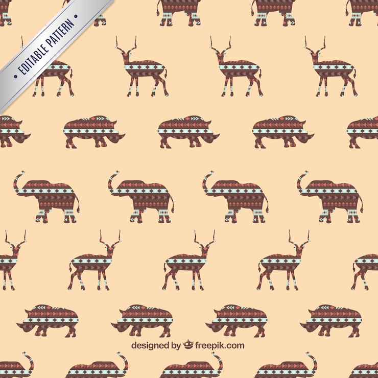 Free Vector pattern with ethnic animals