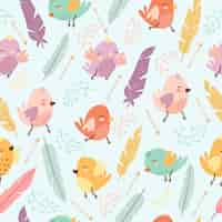 Бесплатное векторное изображение Узор с перьями и птицами