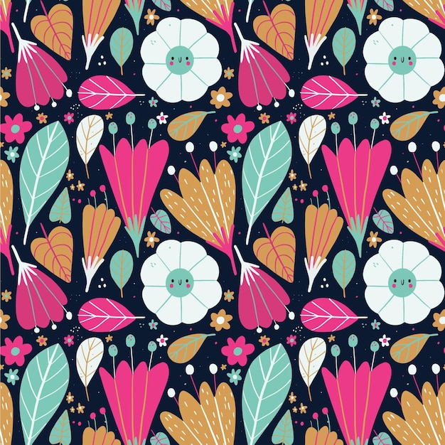 Free vector pattern with flowers