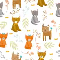 Free vector pattern with forest animals