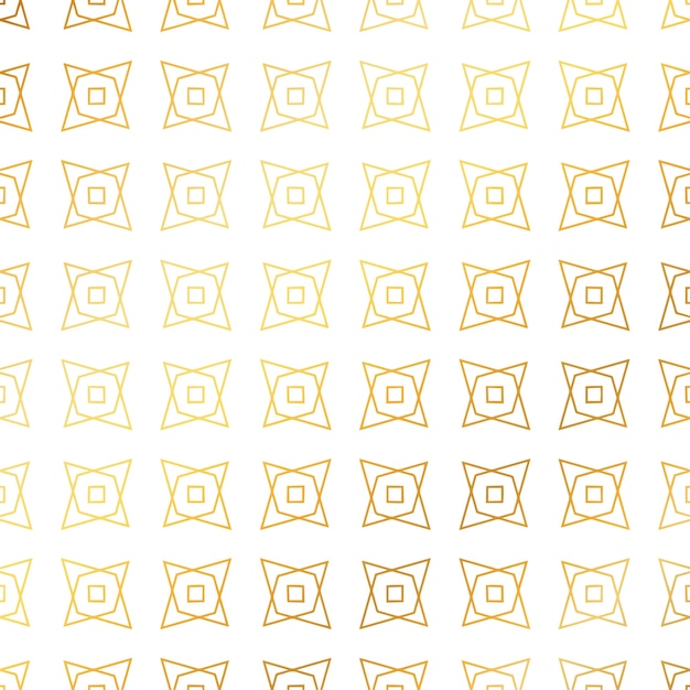 Pattern with golden shapes on a white background