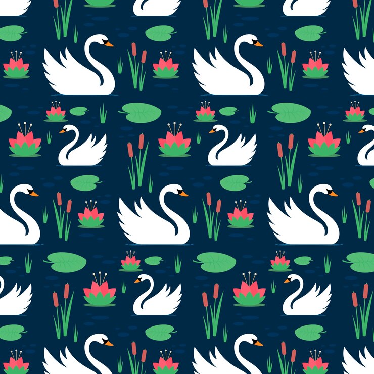 Free Vector pattern with graceful white swans