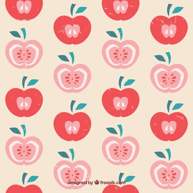 Free vector pattern with hand drawn apples