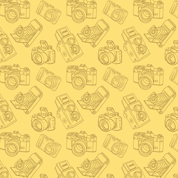 Pattern with hand drawn cameras